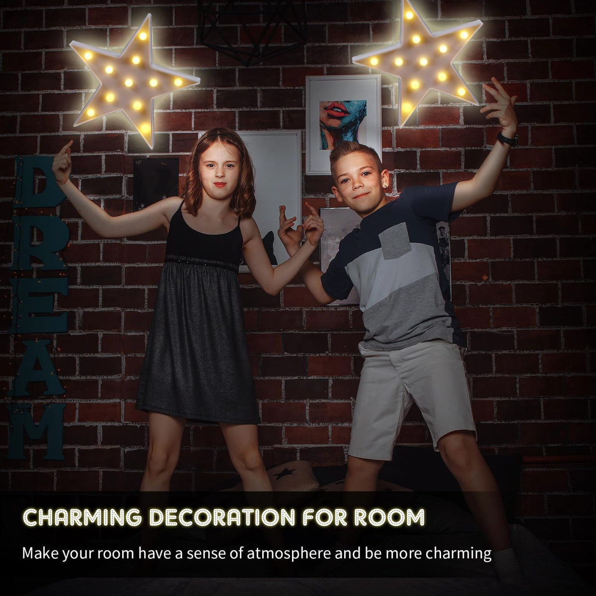 Tarpop 2 Pcs Star Plastic Night Light Battery Operated LED Marquee Light Star Sign Room Wall Lamp for Movie Night Supplies Carpet Party Decorations Christmas Theater(White)