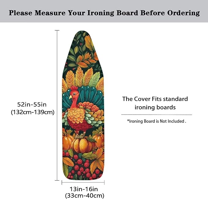 Turkey Thanksgiving Ironing Board Cover Standard Size Holiday Ironing Board Pad