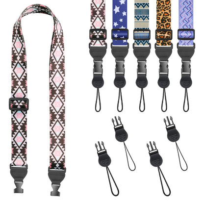 FIEIL Brown and Pink Rhombus Shoulder Strap, Adjustable Camera Strap with 2 Sets of Quick-Release Buckles, Comfortable Neck Strap for iPad, Tablet, Camera, Laptop, Binocular, Luggage Bag