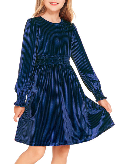Arshiner Baby Girl Xmas Dress Winter Fall Dress for Kids Twirly Patry Formal Frock (Blue, 8-9 Years)
