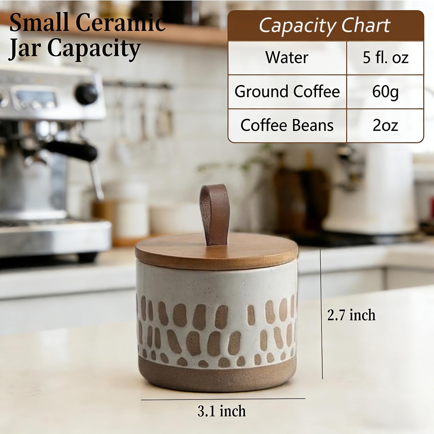 Small Canister 5 fl.oz Kitchen Salt Cellar, Ceramic Jar with Airtight Lid Spice Pepper Butter Food Storage Jar for Matcha Mints Sugar Coffee Daily Vitamins Tooth Powder Decorative Jars (White)