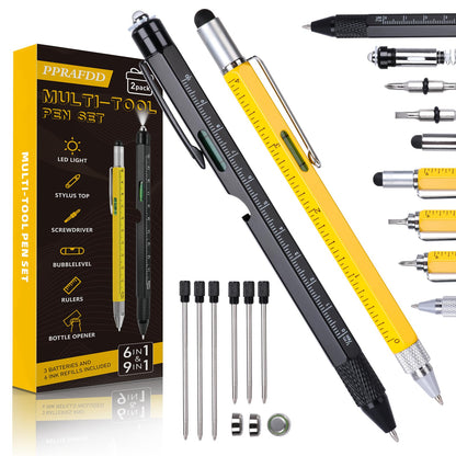 PPRAFDD 9 in 1 Multitool Pen Set, Gifts for Men, Multi Tool Pen Set, Mens Gifts for Fathers Day Dad Gifts, Birthday Gifts for Him, Valentines Day Gifts for Him, Stocking Stuffers for Adults Men
