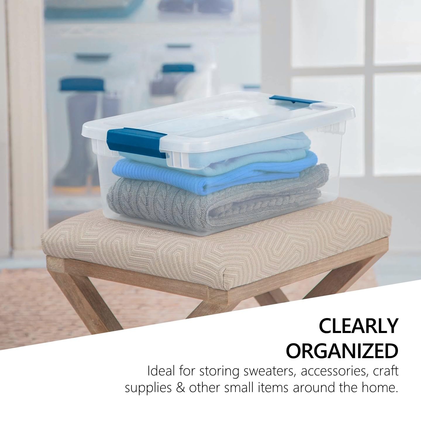 Tribello Clear Plastic Storage Bins with Lids Stackable Storage Bins (15 Quart)