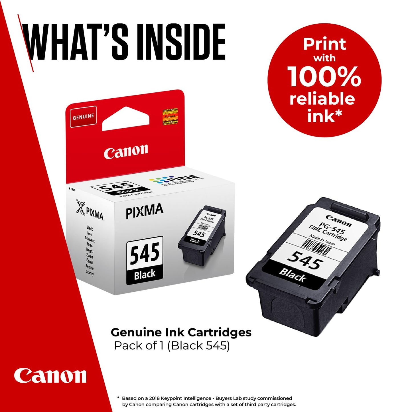 Canon Ink - PG-545 Genuine Black Printer Ink Cartridge - Prints Up to 180 A4 Pages (1 x Cartridge)