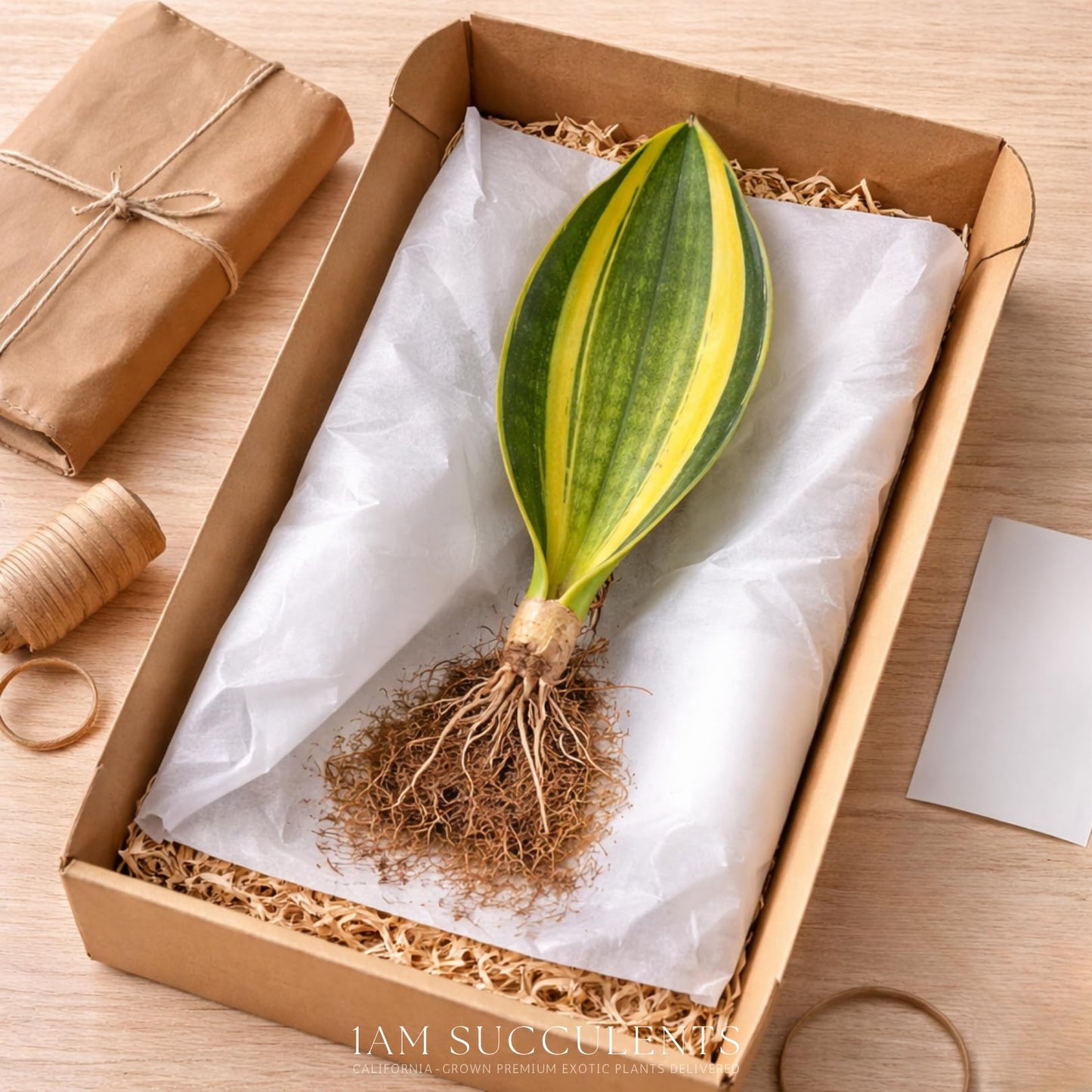 Variegated Whale Fin Plant 8–10 Inch Live Plant – Rare Variegated Sansevieria Masoniana Indoor Succulent, Easy Care Air Purifying Snake Plant, Unique Home Decor Houseplant Gift