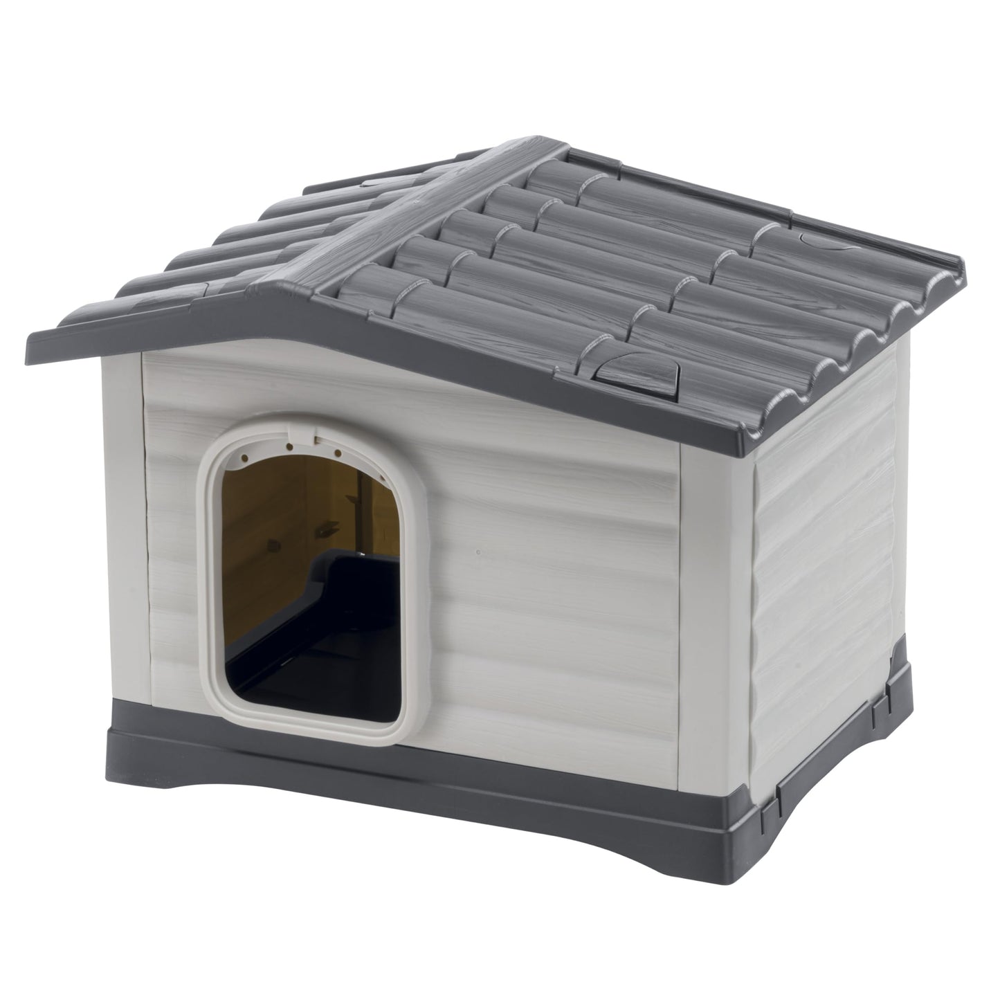 Ferplast Dog Kennel Outdoor DOGVILLA 60 SE, Dog House, Dog Kennel, Draining Bottom, Insulating Base, Removable Roof, Ventilation Grille, Recycled Plastic, 58 x 48 xh 44 cm