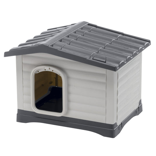 Ferplast Dog Kennel Outdoor DOGVILLA 60 SE, Dog House, Dog Kennel, Draining Bottom, Insulating Base, Removable Roof, Ventilation Grille, Recycled Plastic, 58 x 48 xh 44 cm