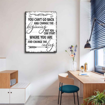 Inspirational Canvas Wall Art You Can't Go Back and Change The Beginning painting Decor Pictures Motivational Positive Quotes Posters Prints for Bedroom Office Living Room Home Decoration