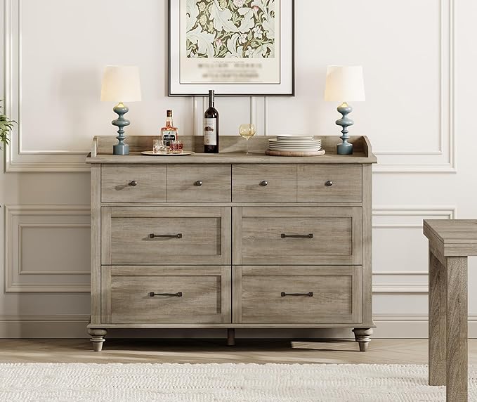 WAMPAT 6 Drawers Dresser for Bedroom, Farmhouse Wooden Chest of Drawers Baby