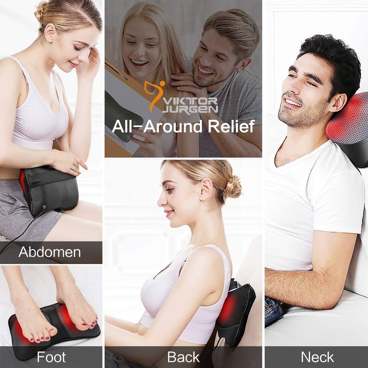 VIKTOR JURGEN Mothers Day Back Massager Gifts, Shiatsu Kneading Massager for Neck and Shoulder, Massage Pillow with Heat Relaxation Gifts for Women/Men/Dad/Mom/Fathers Day/Christmas