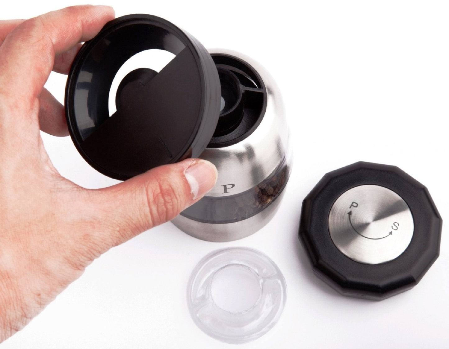 Ozeri Duo Ultra Salt and Pepper Mill and Grinder, Stainless Steel