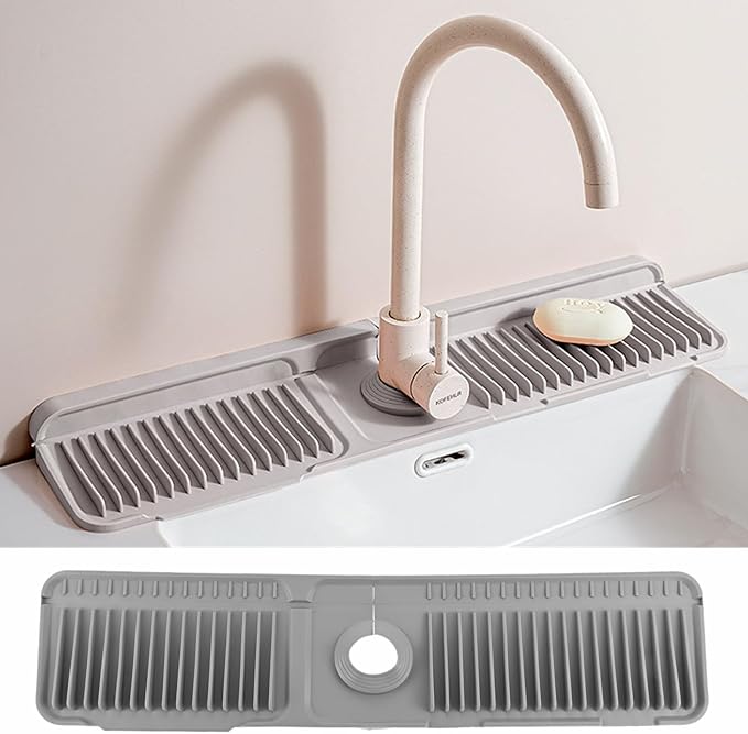dophee Faucet Mat for Kitchen Sink, Dark Grey