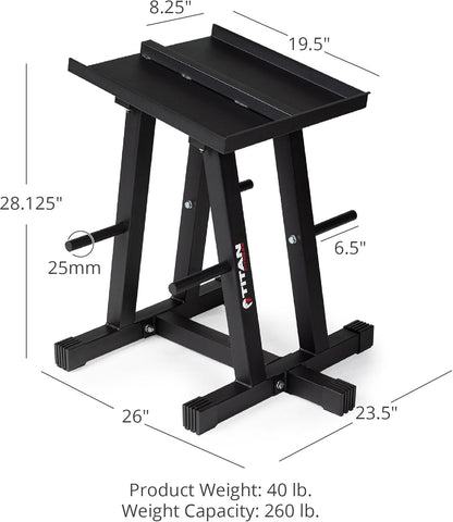 Titan Fitness Dumbbell Stand and Plate Tree, 260 LB Capacity, Organize Classic Dumbbells, Power Blocks, Loose Plates, Home Gym Storage Rack