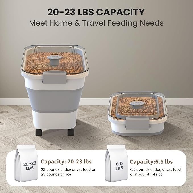 20-23 Lbs Dog Food Storage Container, Collapsible Dog Food Container
