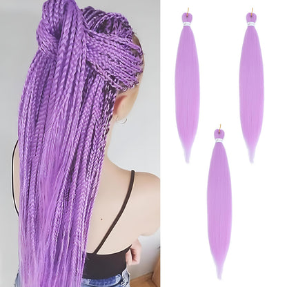 Purple Hair Extensions Pre Stretched Braiding Hair - 26 Inch Purple Hair For Braiding Hair Soft Yaki Texture 3 Packs Crochet Braids Hair Extensions for Black Women (Lavender Purple)