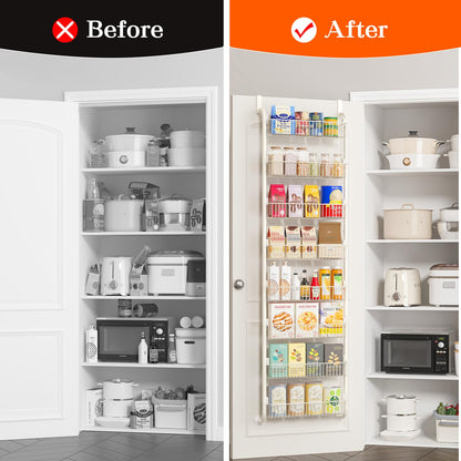 MIAOLI Over The Door Pantry Organizers and Storage, 6-Tier Spice Rack, Home & Kitchen Storage Shelves for Cabinet, Large Capacity Hanging Seasoning Organizer, Laundry Room Organization, Black
