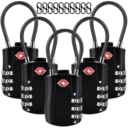 Locilot 5pcs TSA Approved Luggage Locks with 10pcs Zipper Locks, Zinc Alloy Combination Locker Suitcase Lock, TSA Locks for Luggage, Combination Lock for Locker Backpack (TSA007)
