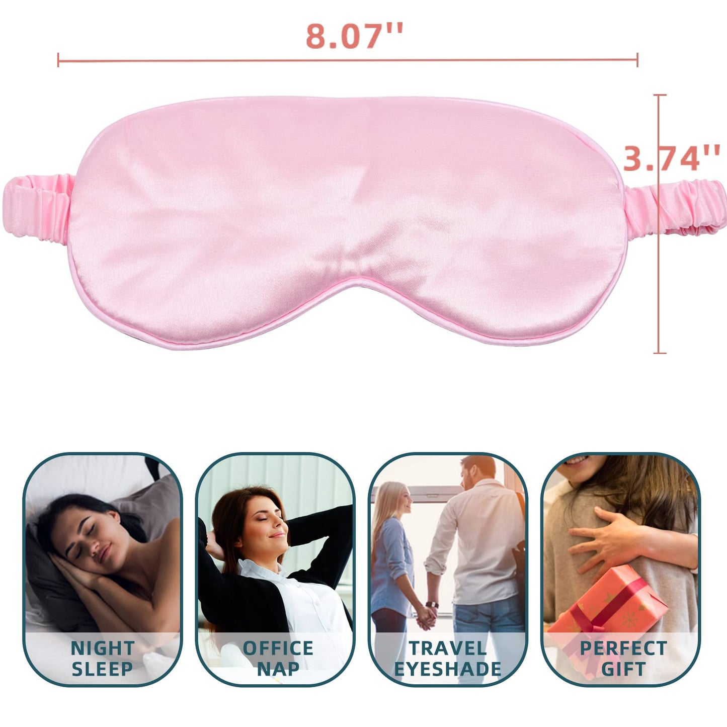 4 Pack Eye Mask for Sleeping Silky Soft Satin Blindfold Adjustable Strap Night Eye Cover for Women Men
