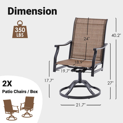 Soohow Outdoor Dining Chairs Set of 2, 360°Swivel Patio Dining Chair with Textilene Fabric, Outdoor Metal Armchair All Weather Resistant, Ergonomic Comfort, Perfect for Patio, Backyard, Balcony