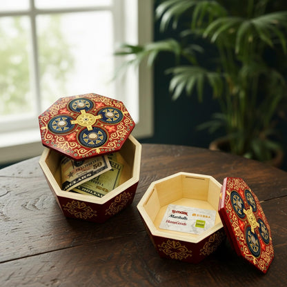 Magic Spin Secret Puzzle Box- Money and Gift Card Holder in a Wood IQ Tricky Lock Box with Hidden Compartments Brainteaser