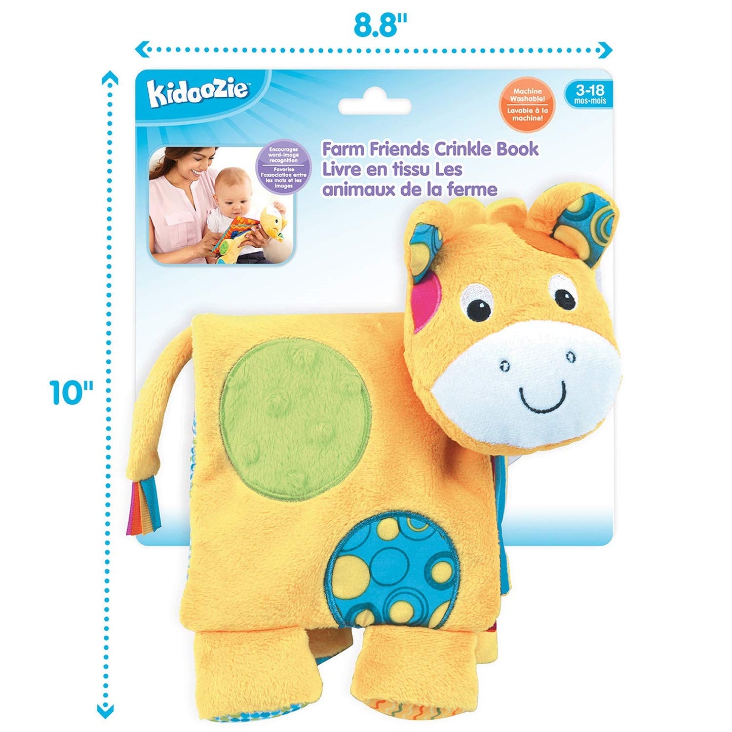 Kidoozie Farm Friends Crinkle Book Toy - A Fun and Educational Toy for Your Little One Ages 3 to 18 Months - Machine Washable - Encourages Sensory Exploration and Early Learning!