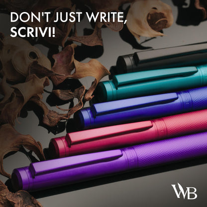 SCRIVI PENS Luxury Fountain Pen Set-[Black] Fountain Pens for Writing - Smooth Medium Nib - Includes Refillable Ink Converter, 5 Ink Cartridges [Black & Blue], Gift Box - Elegant Calligraphy