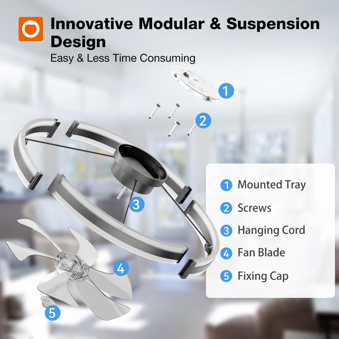 addlon 24'' Ceiling Fans with Lights and Remote, Low Profile Flush Mount Ceiling Fan with Light, 3000-6000K Dimmable LED Fandelier, Modern Small Black Ceiling Fan for Bedroom, Kitchen, Living Room
