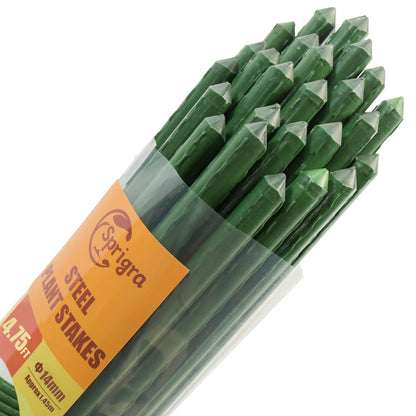 Sprigra Plant Stakes 6ft, Steel Garden Stakes 6 Feet 25 Pack, Sturdy Plant Support for Climbing Plants, Tomatoes, Beans, Cucumbers, Peppers, Flowers, Potted, Strengthen and Stem to Grow Better
