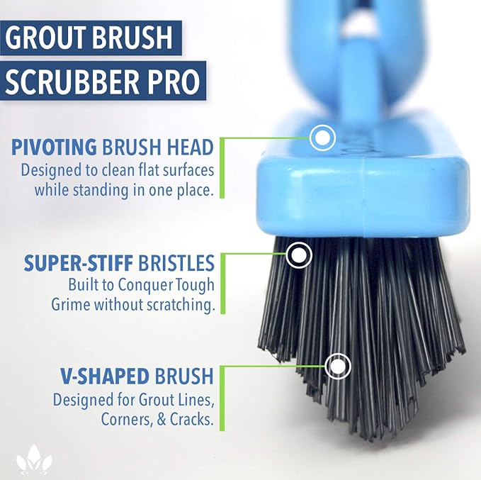 EVERSPROUT Grout Cleaning Brush Scrubber, Stiff V-Shaped Scrub Bristles Built