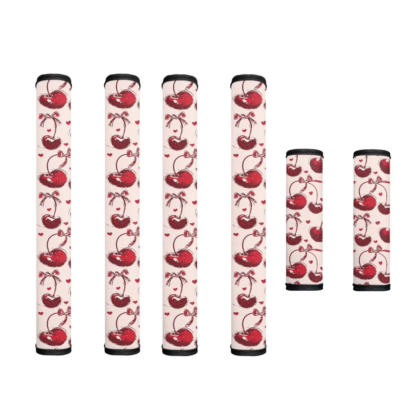 Hwzdsyxl Cherry Bowknot Heart Print Refrigerator Door Handle Covers Set of 6 Kitchen Appliance Handles Decor Anti-Static Fridge Handle Cover Keep Off Fingerprints Food Spot for Valentine's Day Decor
