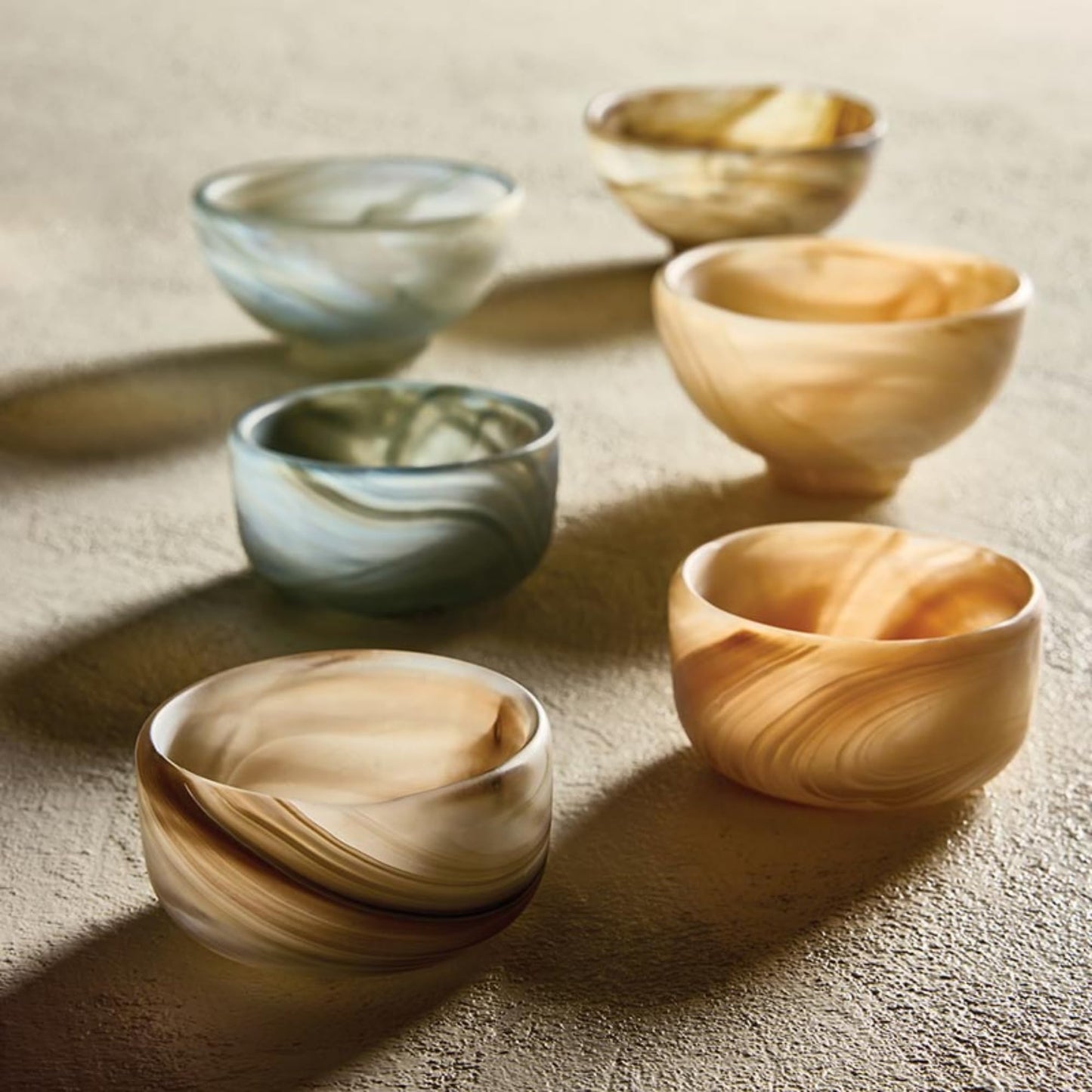 47th & Main Small Marbled Glass Bowl for Decorative Display or Serving, 4" Diameter x 2.25" Tall, Warm Brown