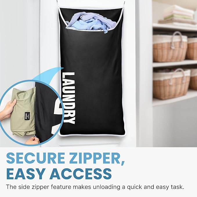 Hanging Laundry Hamper Bag XL 40x22", Space Saving over the Door Storage Bags
