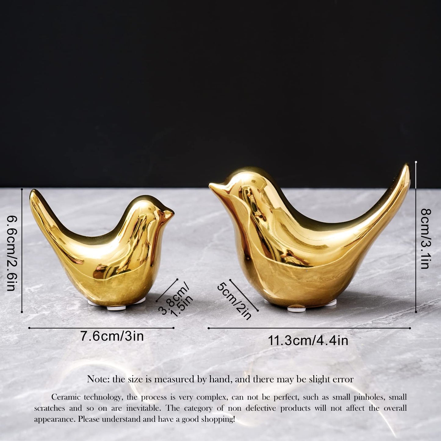Elegant Gold Small Bird Sculptures,Modern Abstract Art Pieces for Bookshelf Decor, Coffee Table Decor, and Luxury Home Decor Accents(2Pcs Gold Birds)
