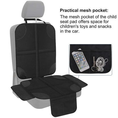 HONZUEN Baby Car Seat Protector Universal Thick Child Seat Protector with ISOFIX with Mesh Pockets Non-Slip Black Child Car Seats Covers Protectors for Kids Seat Liner 1 Pack