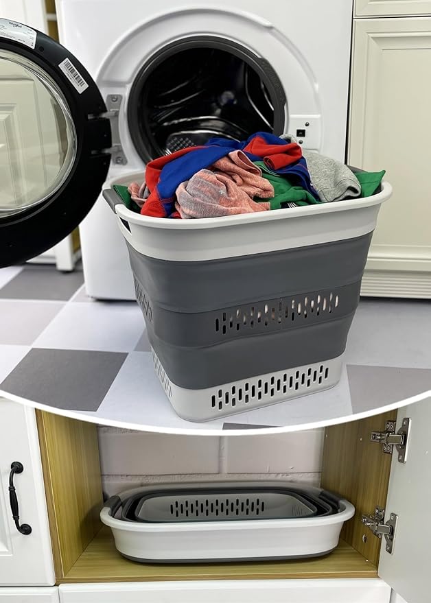 SAMMART 40L Collapsible Plastic Laundry Basket