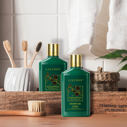 Spa Gift Basket for Christmas Gifts - 9 Pieces Premium Eucalyptus Bath & Body Care Kit for Women & Men, Holiday Gift for Mothers Day, Valentine's Day, Father's Day, Birthday with Shower Gel & More