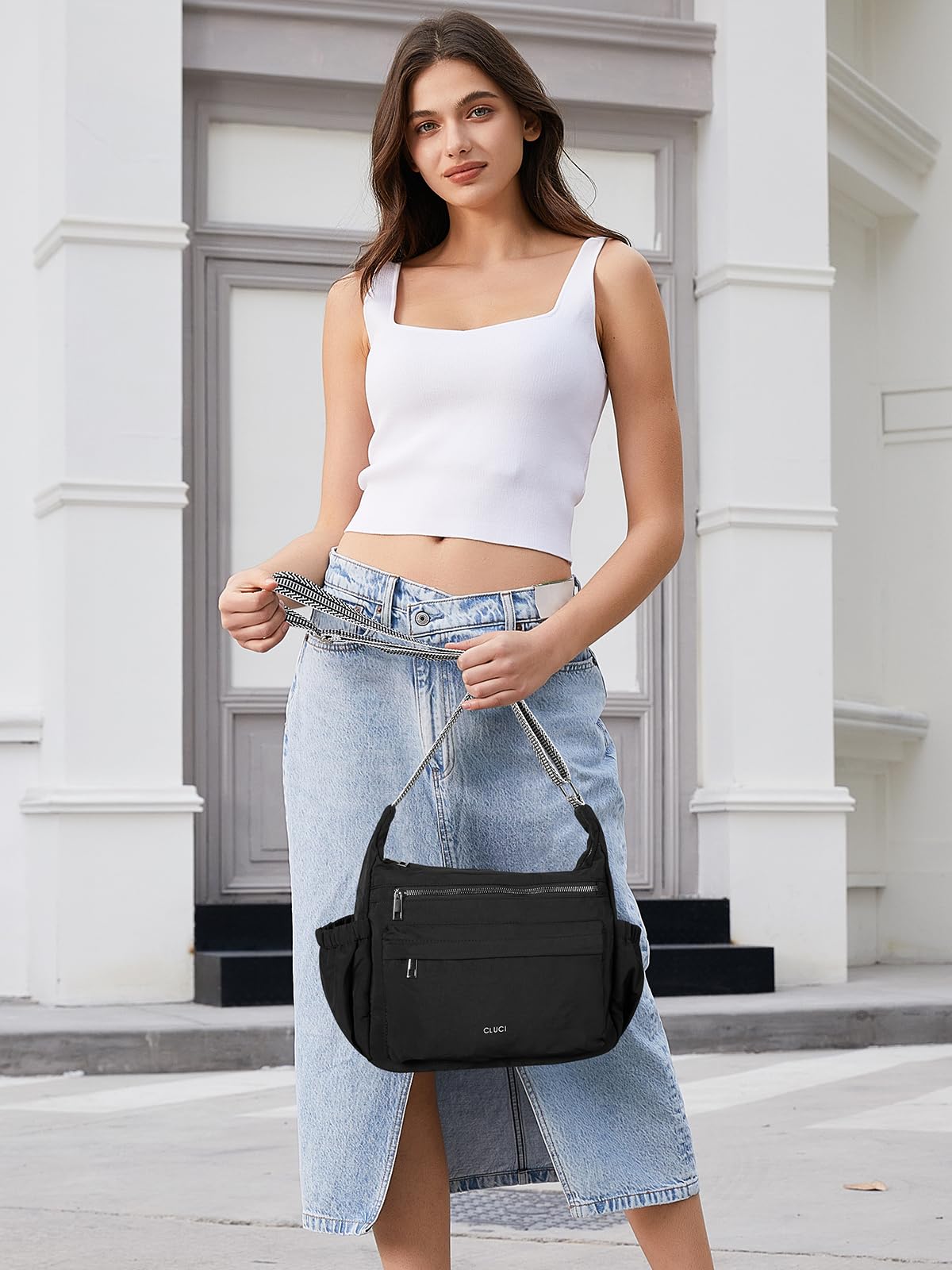 CLUCI Travel Purses for Women, Waterproof Nylon Crossbody Bags for Woman Trendy, Anti Theft Shoulder Handbags for Ladies