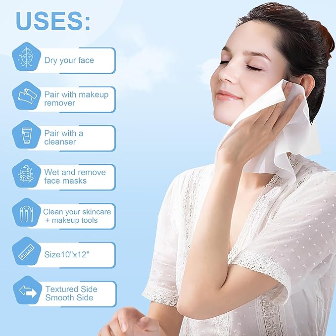 GRANNY SAYS Disposable Face Towel, Face Towelettes Disposable Biobased