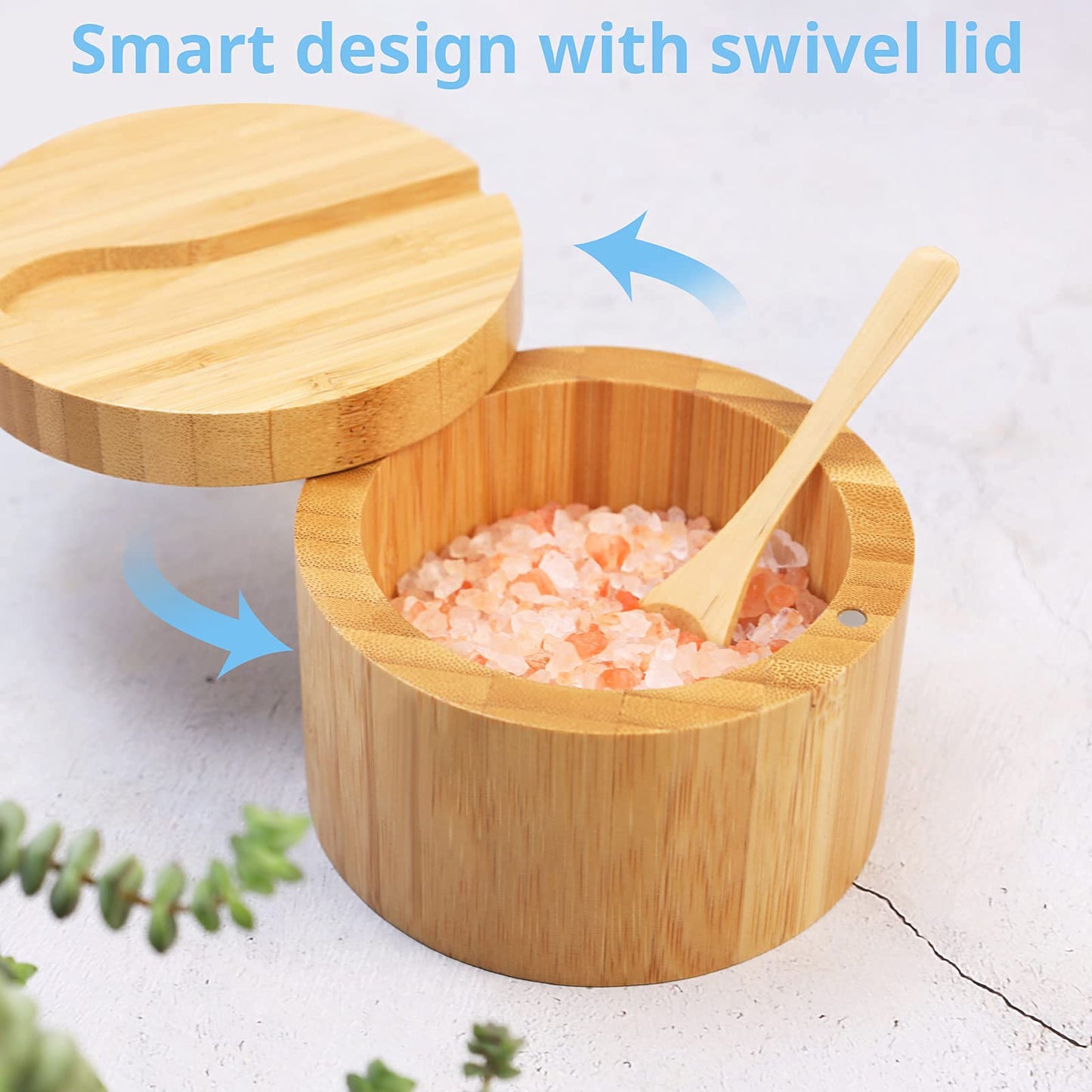 Bamboo Seasonings Box with Mini Spoon & Acacia Wood Tea Bag Organizer Storage