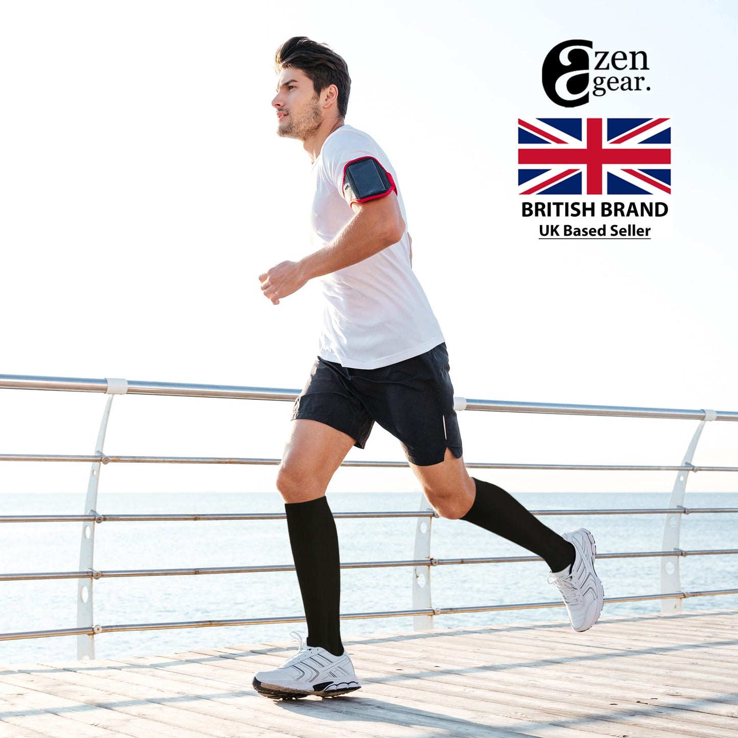 aZengear Compression Socks (20-30mmHg) Anti DVT Air Flying Knee-High Flight Travel Stockings, Swollen Legs, Varicose Veins, Running, Shin Splints Calf Pressure Support, Sports (Black, S/M)