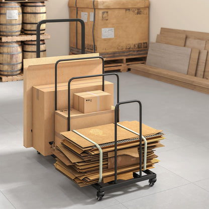 WYJREES Cardboard Box Organizer, Metal Carton Cart Stand, Ajustable Carton Storage Rack with Wheels and Handle, Carton Box Organizer for Home Warehouse