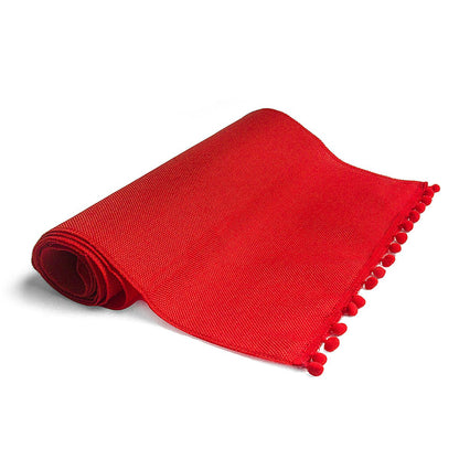 SevenFish Rustic Burlap Table Runner, 14x72 inch Red with Pom Pom for Christmas, Valentine's Day, Wedding & Home Decor