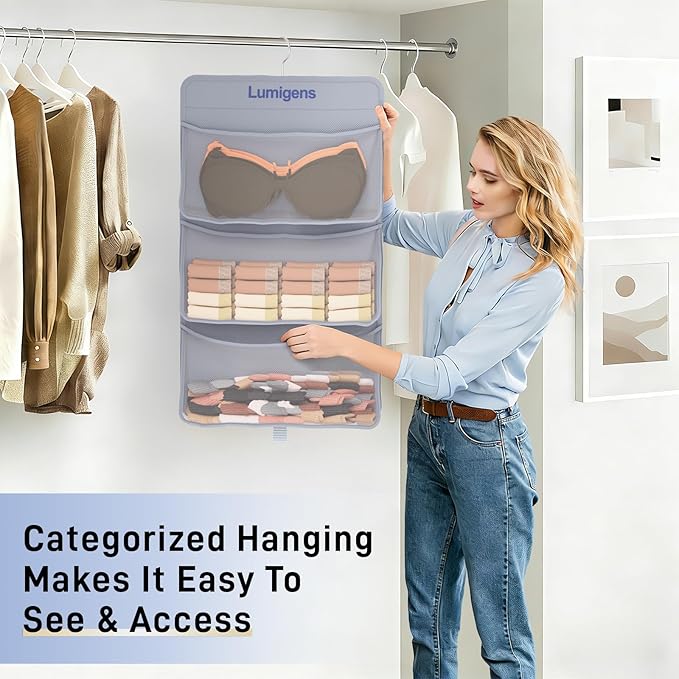Sock & Underwear Storage Organizer, Hanging Closet Organizer