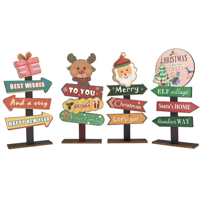 YvSuZeBuDa Christmas Table Decorations, 4 Piece Wooden Rectangular Sign Boards, Rustic Farmhouse Style, Polychrome, 8.86 x 4.72 Inches, Wall Mount with Twine, Cozy Theme