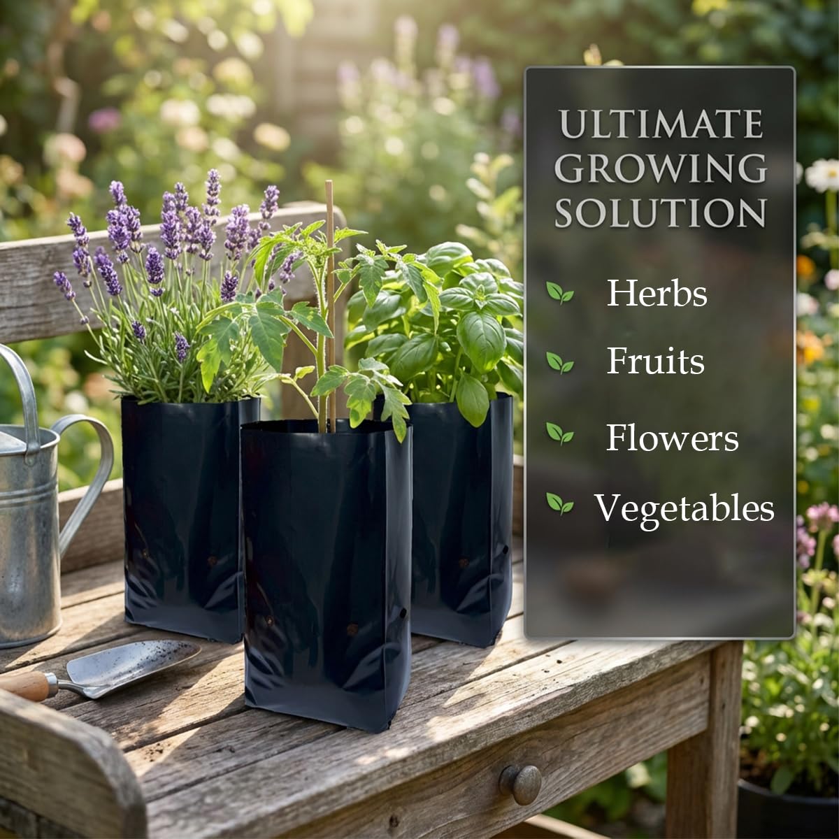 gardtree 100 Pcs Thicken Plastic Plant Nursery Bags 4.7" x 9.8", Grow Bags for Fruit Trees, PE Seedling Pots, Nursing Growing Pouch, Ideal for Flowers, Vegetables, Fruit, Plant Growing Containers