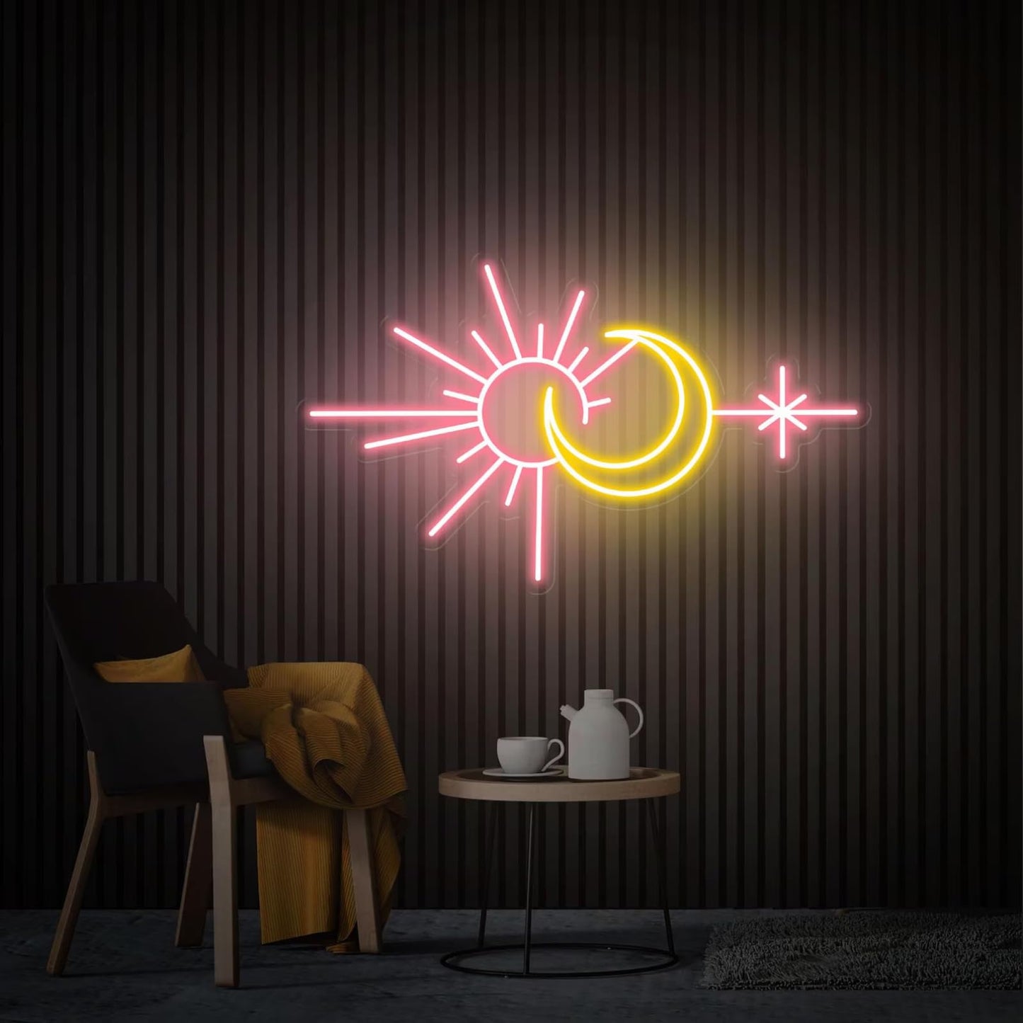 Custom Sun and Moon Neon Sign for Wall Decor Personalized Sunshine Neon Decor for Bedroom Living Room Meditation Studio Boho Room Aesthetic Wall Art Decoration