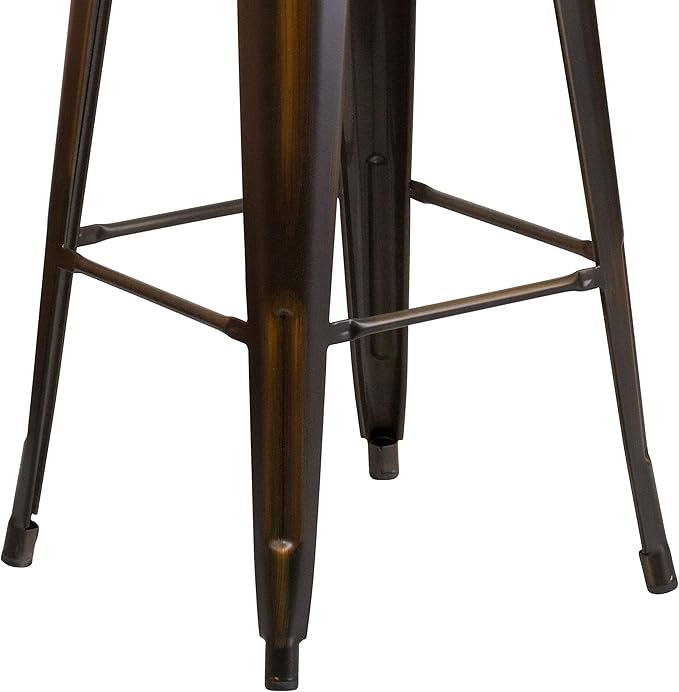Flash Furniture Kai Commercial Grade 30" High Backless Distressed Copper Metal