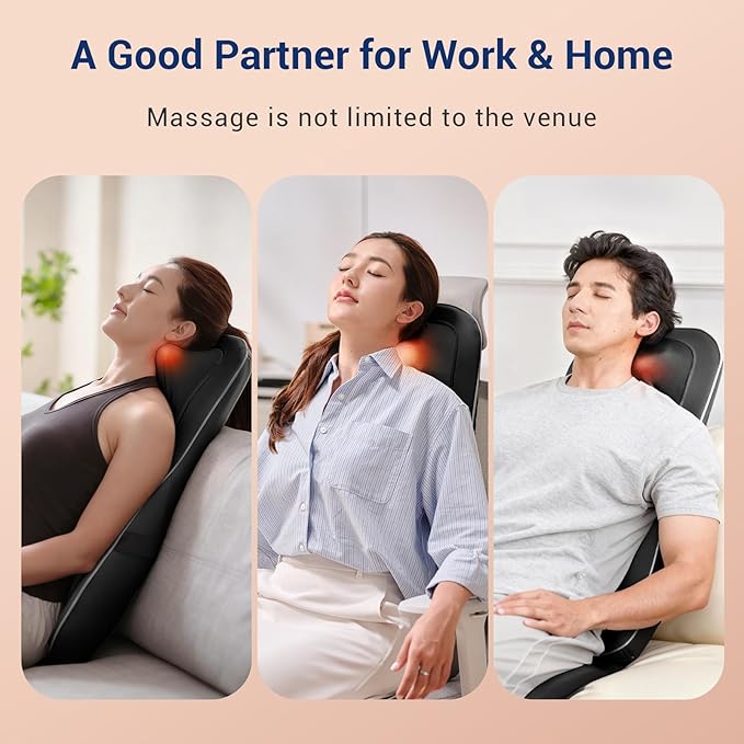 Mynt Shiatsu Neck and Back Massager with Heat, 3D Kneading Full Back Massager for Pain Relief Deep Tissue, Foldable Adjustable Chair Massager for Home Office, Christmas Gift for Dad Mom, Black