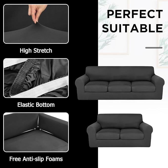 HunnmingRe Sofa Covers for 3 Cushion Couch Stretch Sofa and Loveseat Covers Set