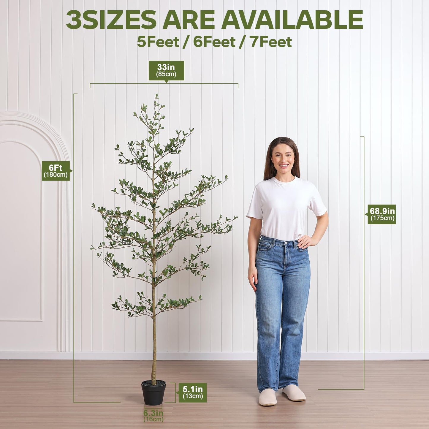 Verinatural Artificial Black Olive Tree 6ft - Shady Lady UV Resistant Faux Olive Trees Indoor Outdoor Decor - Modern Aesthetic Tall Fake Plants with Pot for Home Office Living Room Patio Floor, VN140